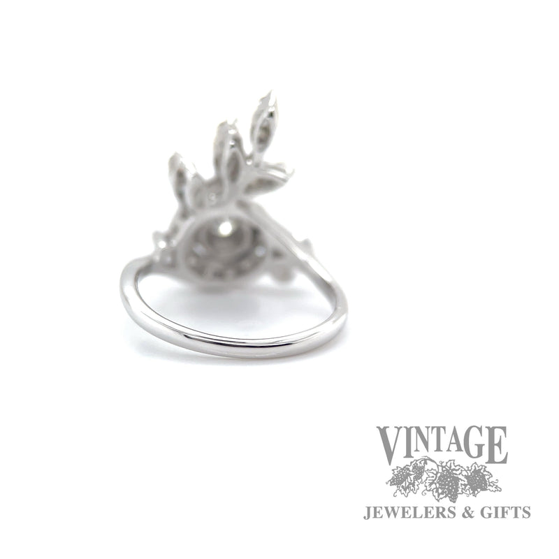 Botanical motif cluster 14k white gold diamond ring back