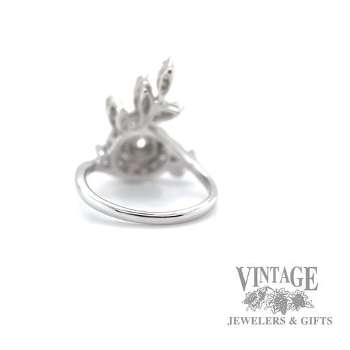 Botanical motif cluster 14k white gold diamond ring back