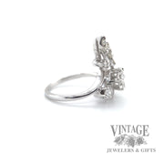 Botanical motif cluster 14k white gold diamond ring right