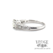 Square and Round Cut Cathedral  natural diamond 14k white gold ring left