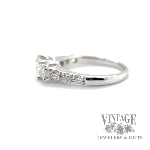 Square and Round Cut Cathedral  natural diamond 14k white gold ring left