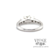 Square and Round Cut Cathedral  natural diamond 14k white gold ring back