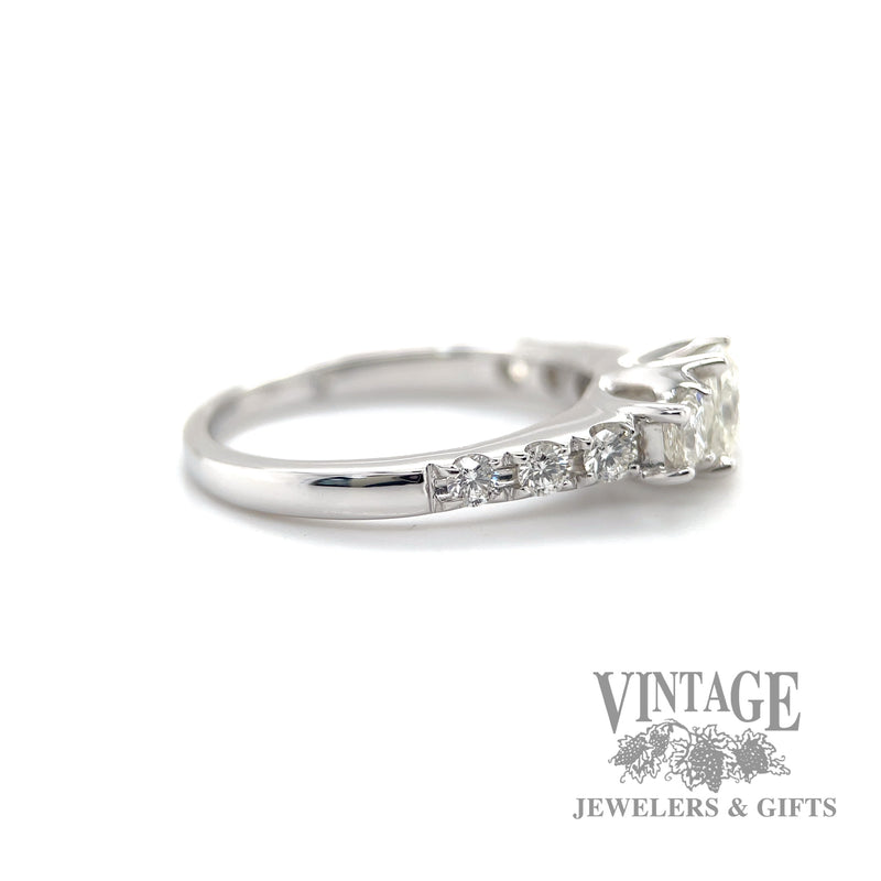Square and Round Cut Cathedral  natural diamond 14k white gold ring right