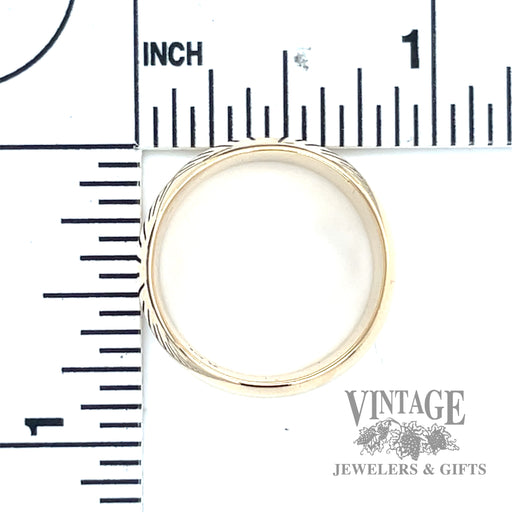 Contemporary half round comfort fit 14k gold ring scale