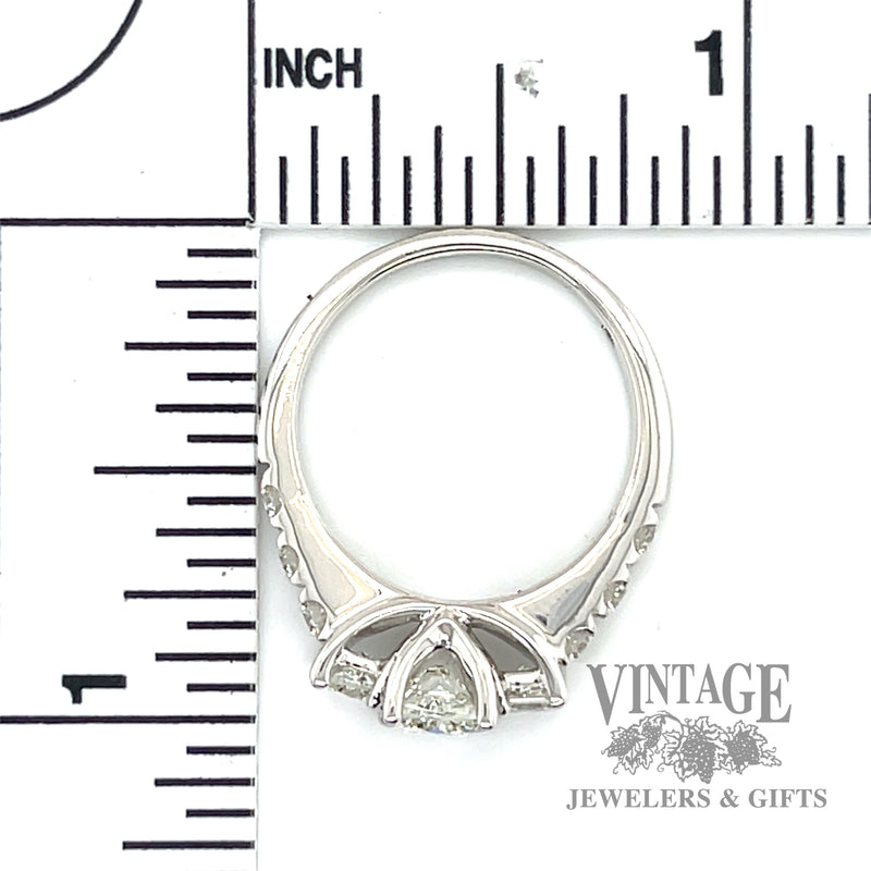 Square and Round Cut Cathedral  natural diamond 14k white gold ring scale