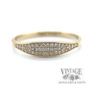 Petite diamond pave 14k gold ring band 