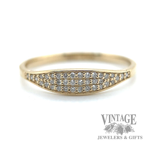 Petite diamond pave 14k gold ring band 