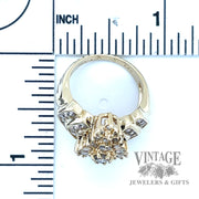 Multi Natural Diamond cut 14k gold ring scale