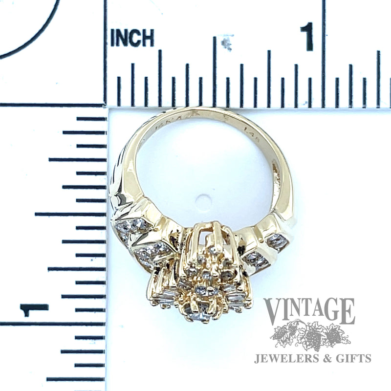 Multi Natural Diamond cut 14k gold ring scale