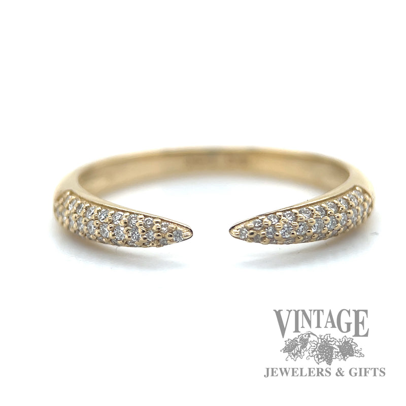 Split shank pave 14kt natural diamond tipped ring