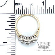 triple halo style 14k gold diamond ring scale