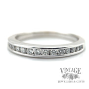 Bead and bright cut set diamond 14k white gold 