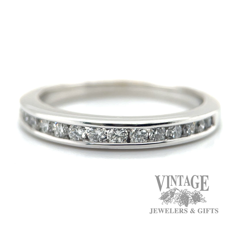 Bead and bright cut set diamond 14k white gold 
