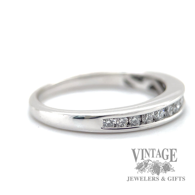 Bead and bright cut set diamond 14k white gold  left