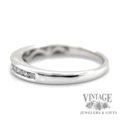 Bead and bright cut set diamond 14k white gold  left