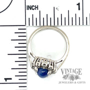 star sapphire and diamond halo 14k white gold ring scale