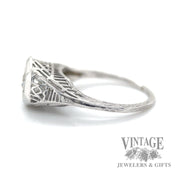 filligree cathedral style 18k white gold diamond ring left