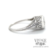 filligree cathedral style 18k white gold diamond ring left