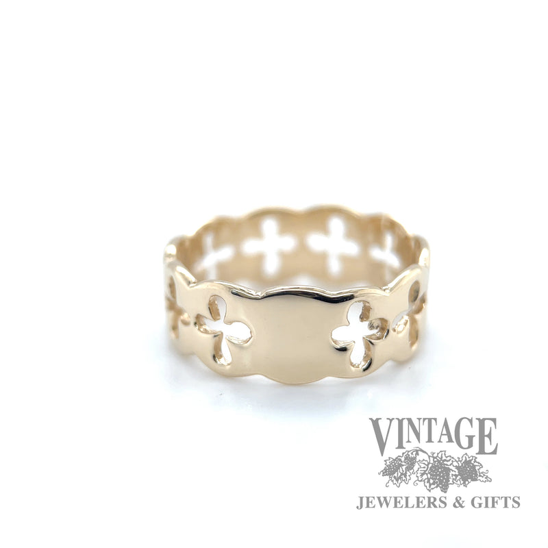 Pierced maltese cross 14k gold ring band