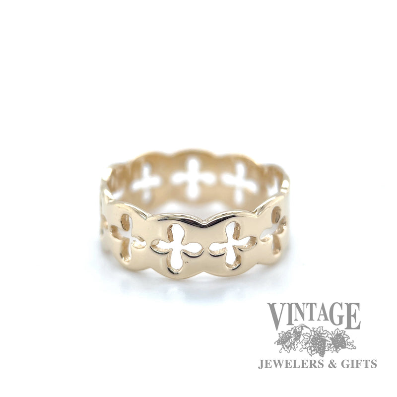 Pierced maltese cross 14k gold ring band