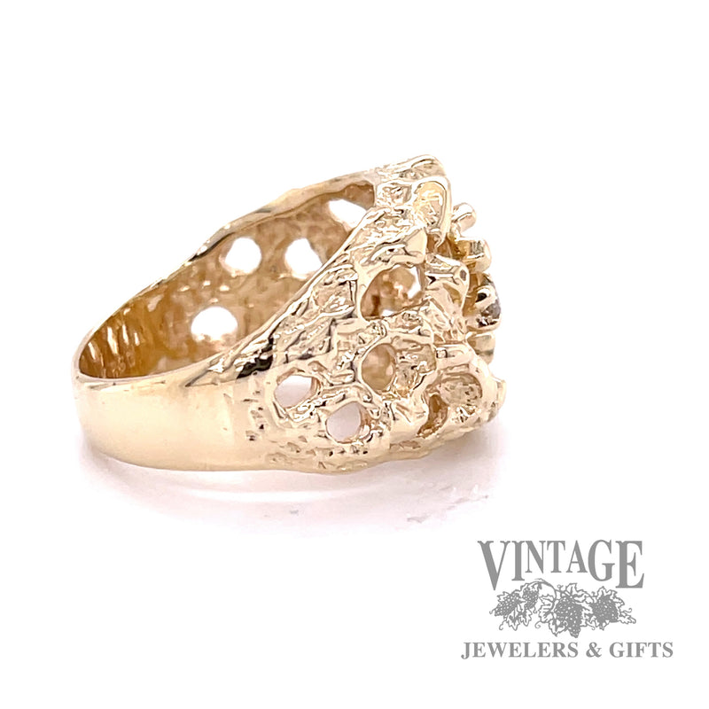 Organic diamond accented 14k gold ring