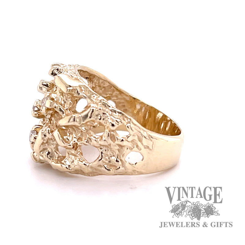 Organic diamond accented 14k gold ring