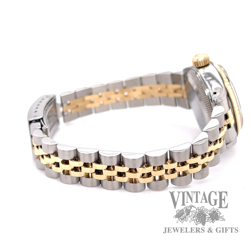 Rolex Oyster perpetual Stainless steel and gold with black dial ladies watch side 2