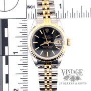Rolex Oyster perpetual Stainless steel and gold with black dial ladies watch scale