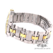 Baume and Mercier stainless steel and 18k gold automatic watch side