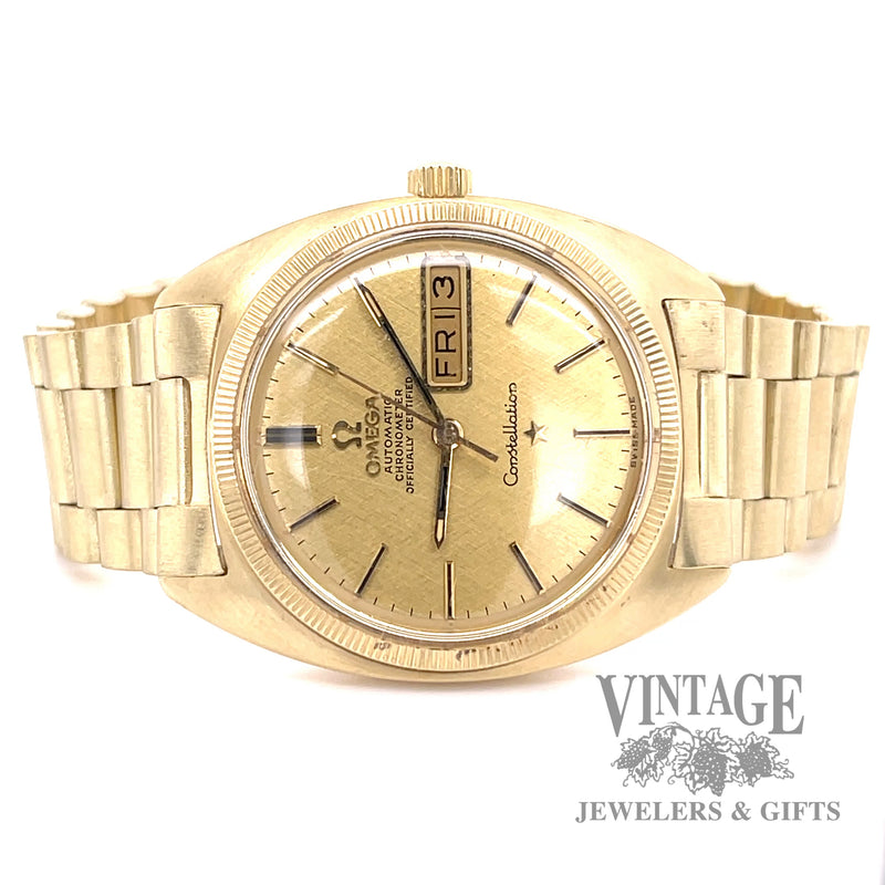 Vintage Omega constellation automatic solid 14k gold watch