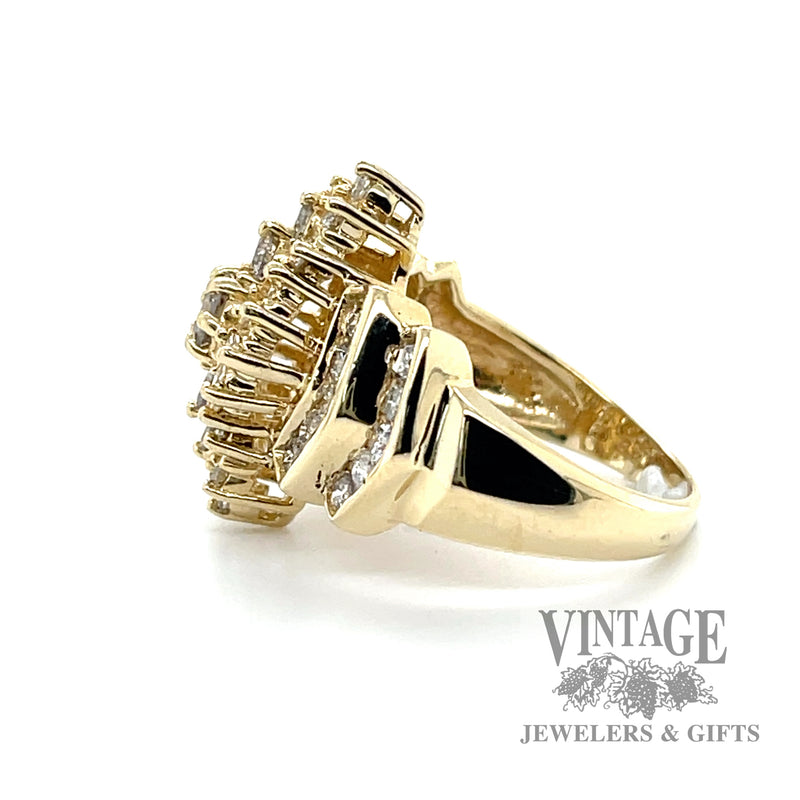 Multi Natural Diamond cut 14k gold ring