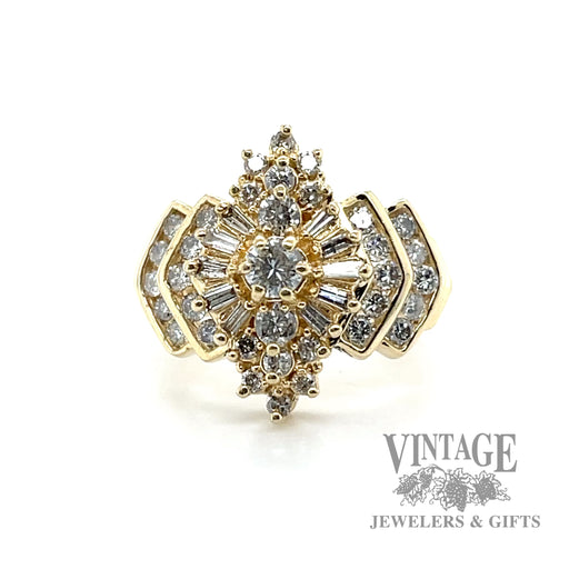Multi Natural Diamond cut 14k gold ring