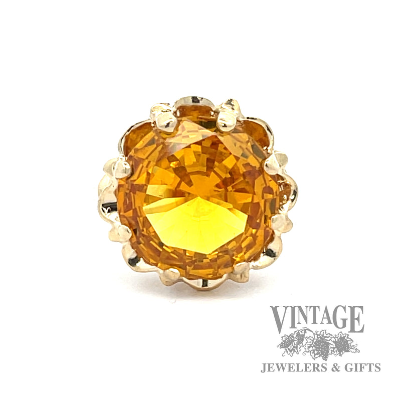 Vintage Orange Citrine 10k white gold ring