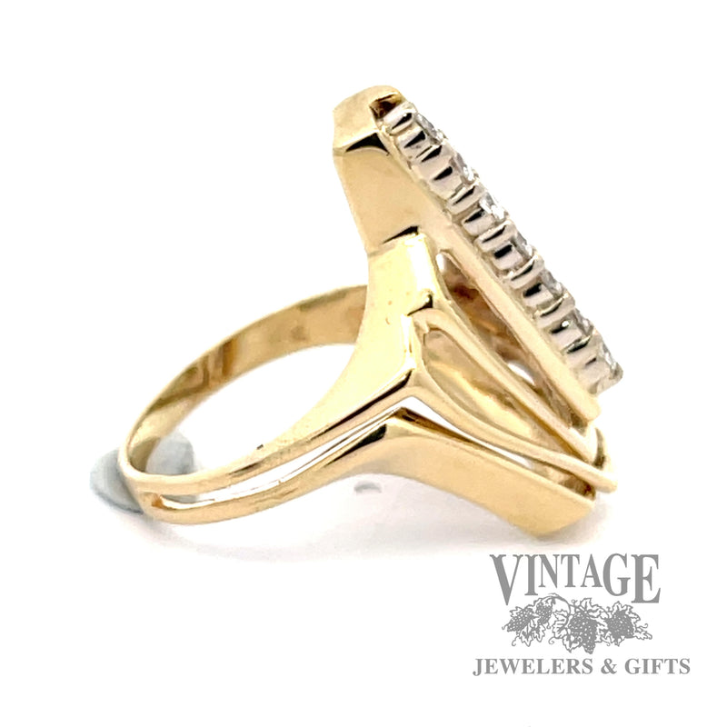 Modern abstract 14k diamond ring