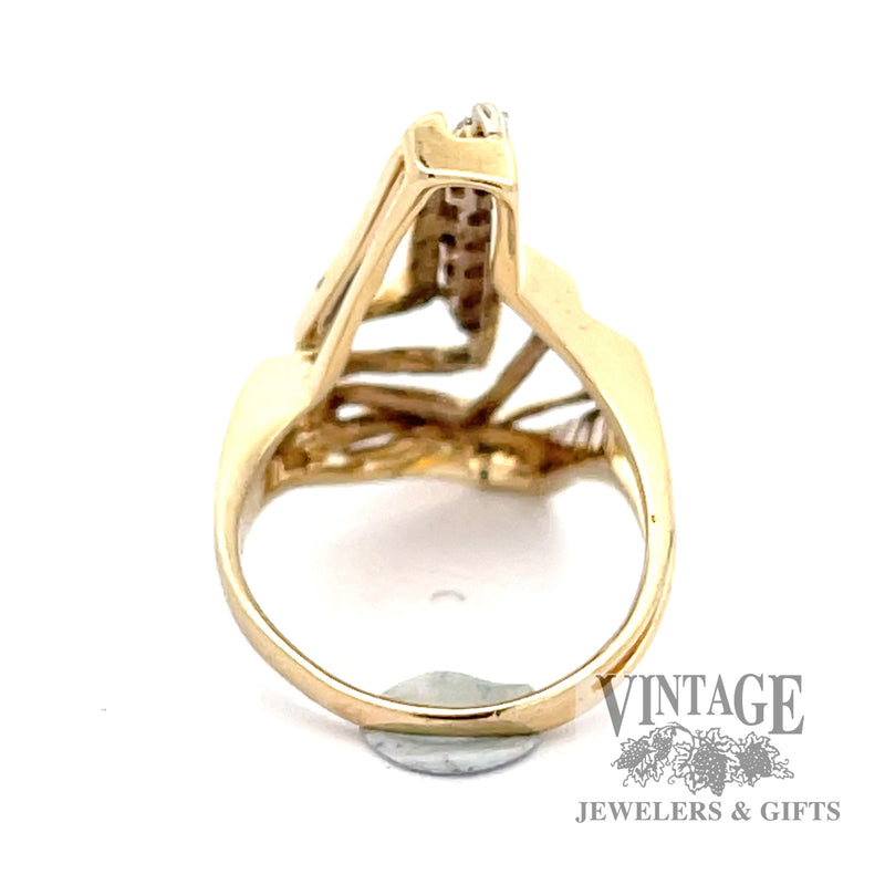 Modern abstract 14k diamond ring