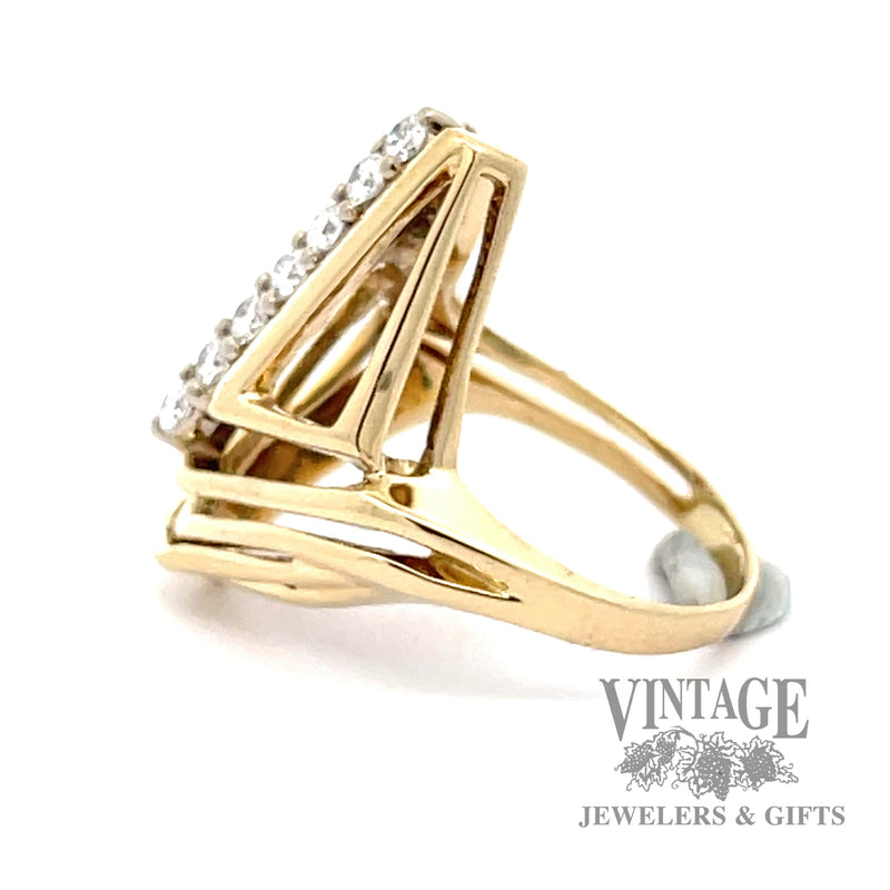Modern abstract 14k diamond ring
