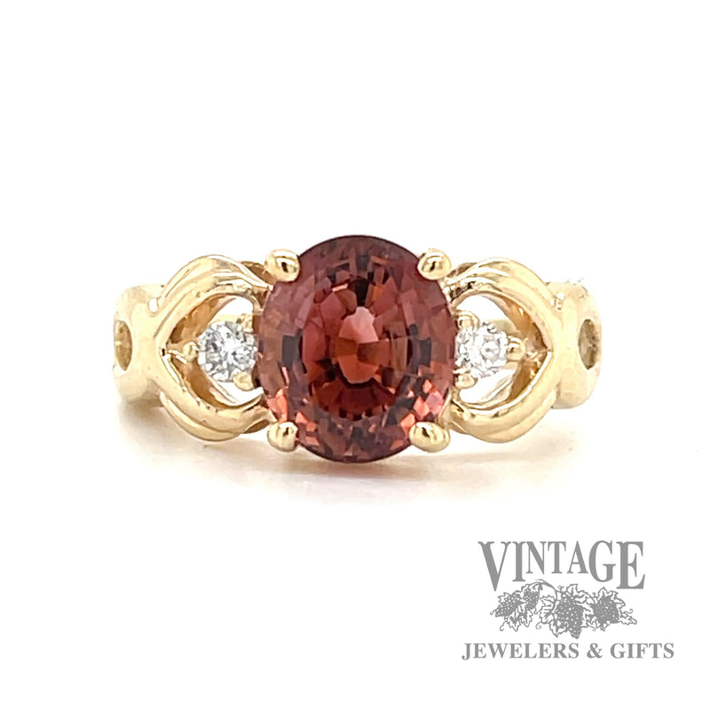 Pink tourmaline and diamond accented 14k gold ring