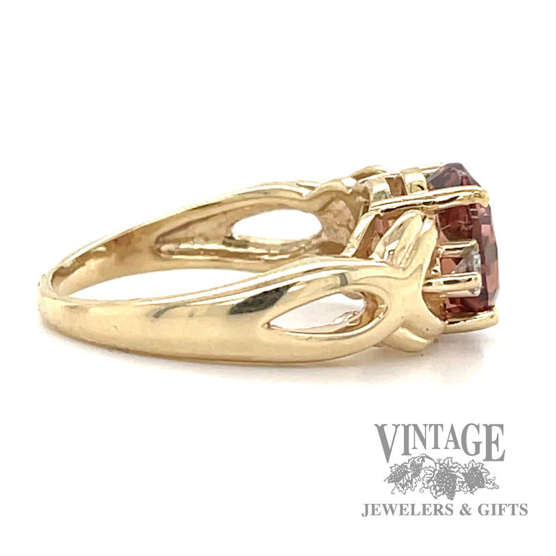 Pink tourmaline and diamond accented 14k gold ring