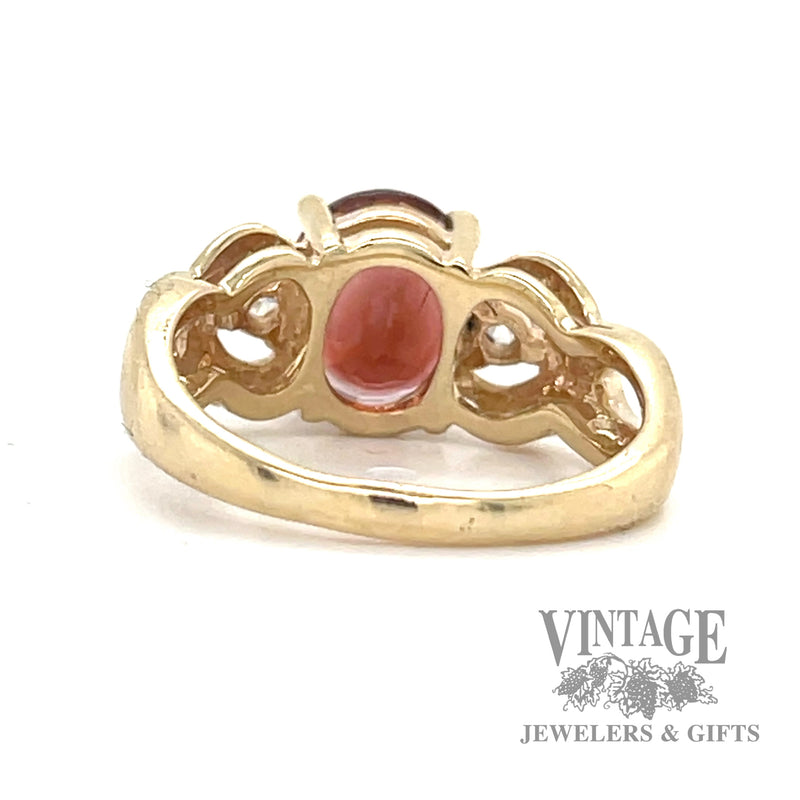 Pink tourmaline and diamond accented 14k gold ring
