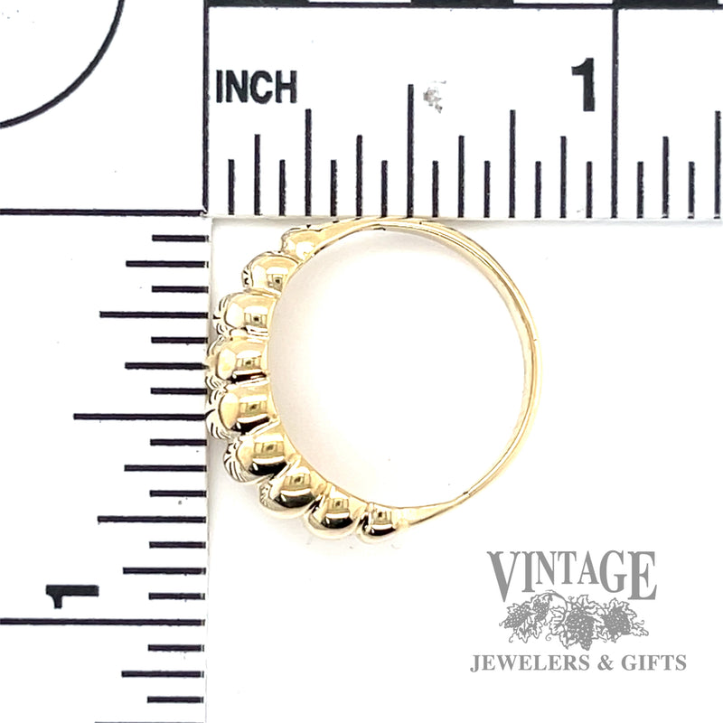 Tapered Ribbed 14k gold ring scale