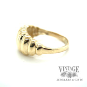 Tapered Ribbed 14k gold ring right