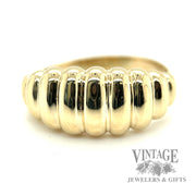 Tapered Ribbed 14k gold ring