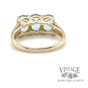 Triple Oval Cut Aquamarine 14k gold ring back