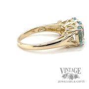 Triple Oval Cut Aquamarine 14k gold ring right