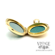 Green Enameled Diamond 18k gold Pendant inside