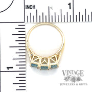 Triple Oval Cut Aquamarine 14k gold ring scale