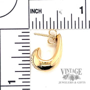 Puffed half hoop dangle 14k gold earrings scale