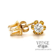 Vintage buttercup 14k gold .72 CTW natural diamond stud earrings