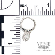 Natural Diamond Halo Drop 14k white gold earrings scale