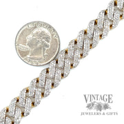 6.47 TCW Natural diamond Mele set Cuban Link 14k gold Bracelet scale